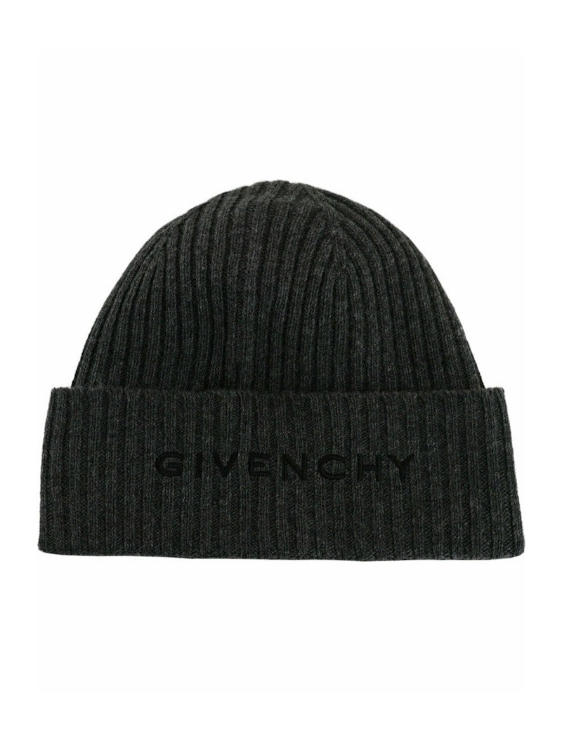 Givenchy Ribbed 4G Wool Blend Beanie Grey Black