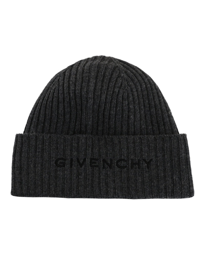 Givenchy Ribbed 4G Wool Blend Beanie Grey Black