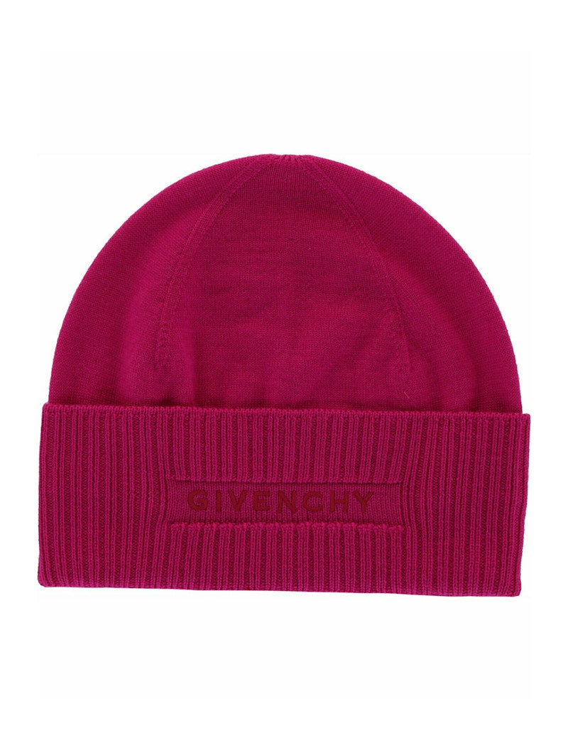 Givenchy Ribbed Embroidered Logo Beanie Peony Multi