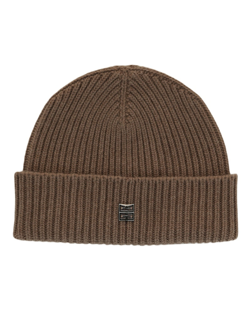 Givenchy Ribbed Wool-Blend Beanie Dark Beige