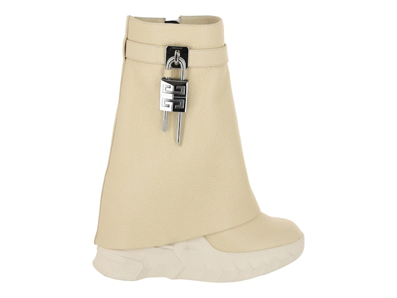 Givenchy Shark Lock Biker Ankle Boots Beige (Women's)