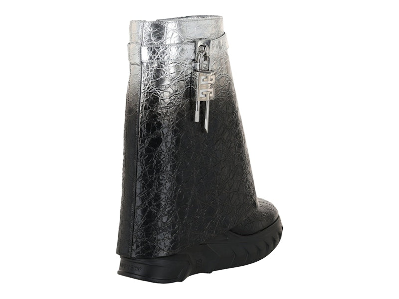 Givenchy Shark Lock Biker Ankle Boots Black Silver (Women's)