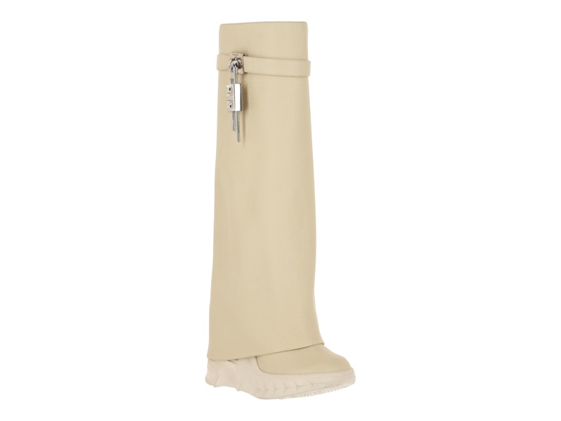 Givenchy Shark Lock Biker Boots Beige 4.7" Heel (Women's)