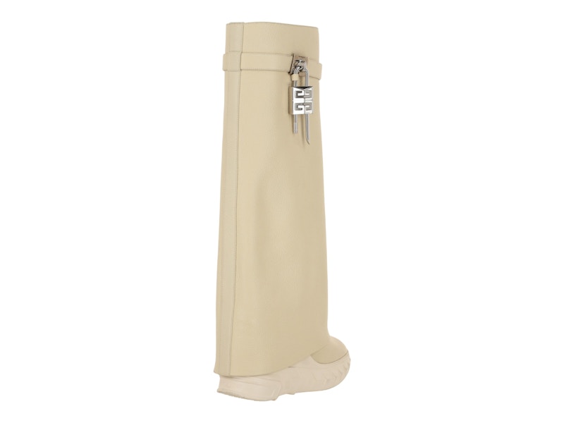 Givenchy Shark Lock Biker Boots Beige 4.7" Heel (Women's)