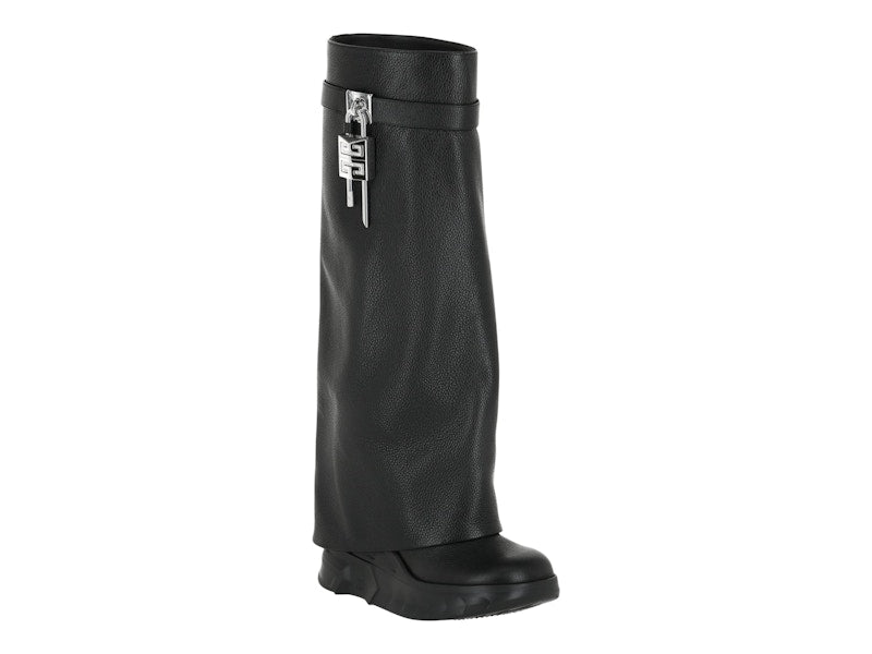 Givenchy Shark Lock Biker Boots Black 3.3" Heel (Women's)