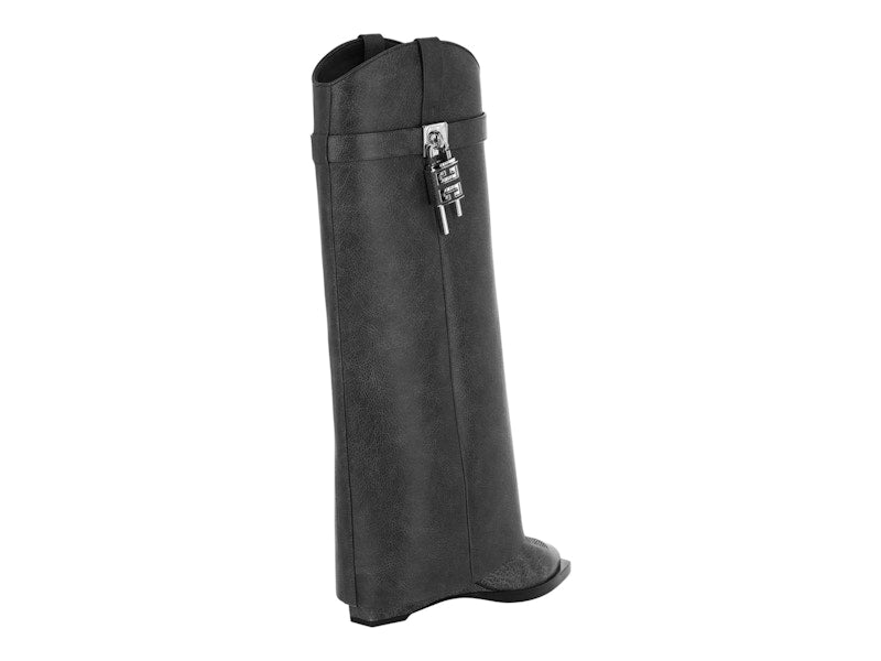 Givenchy Shark Lock Cowboy Boots Black Grey (Women's)