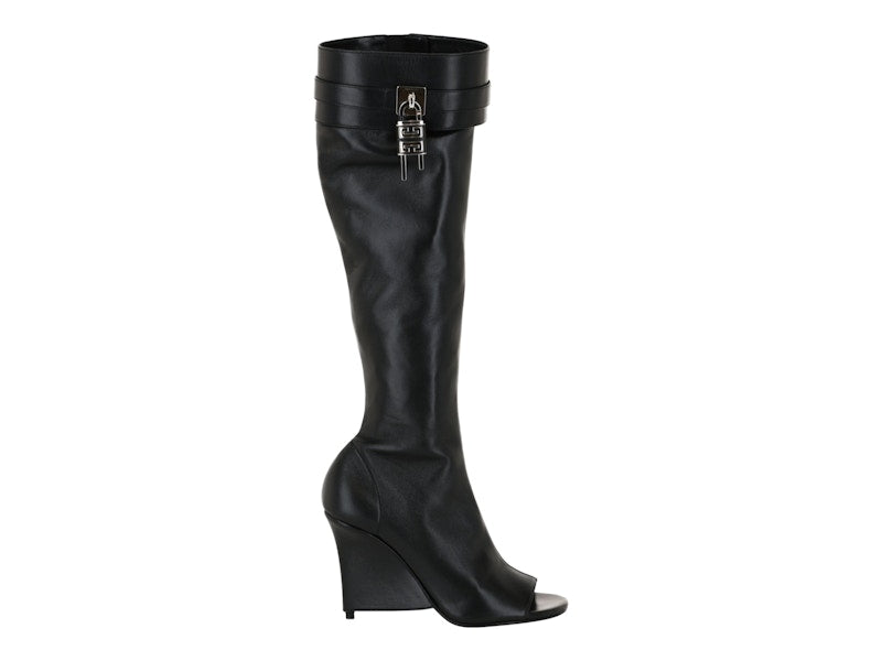 Givenchy Shark Lock Stiletto Open Toe Boots Black (Women's)