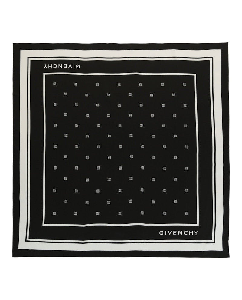 Givenchy Silk Logo Scarf Black White