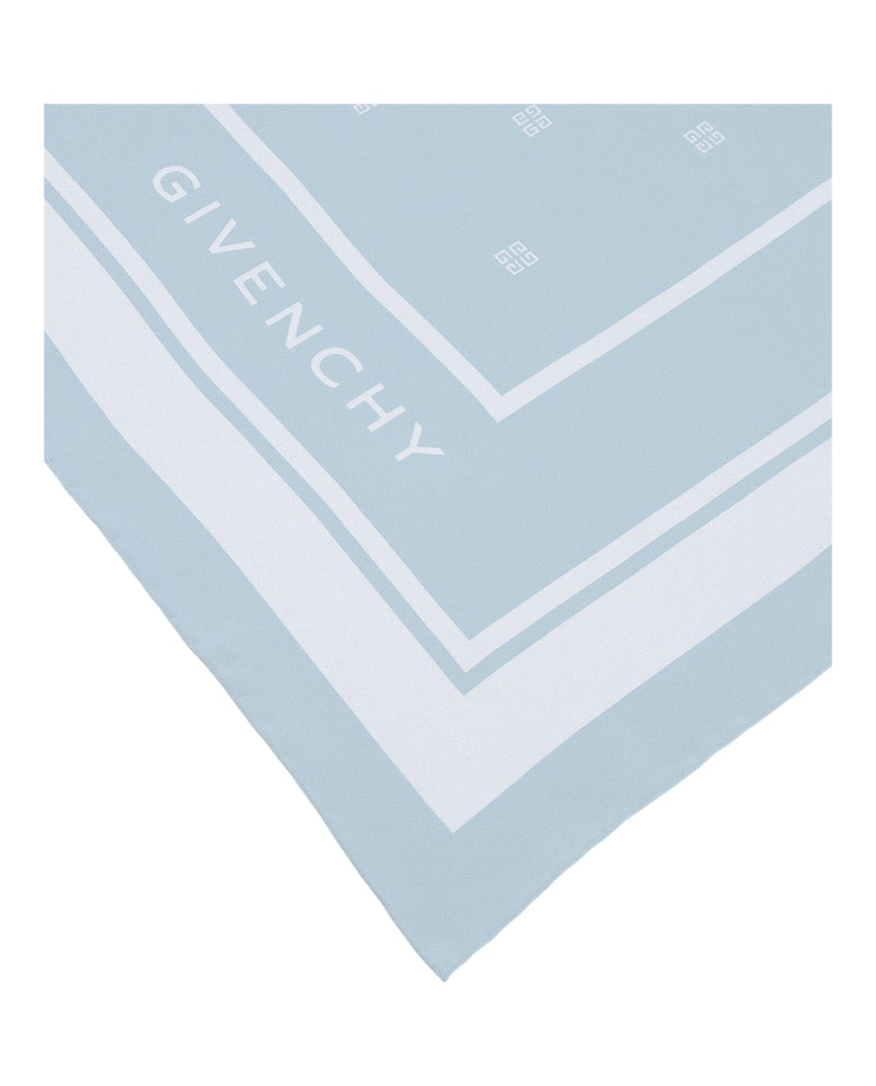 Givenchy Silk Logo Scarf Blue Ivory