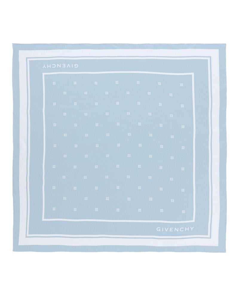 Givenchy Silk Logo Scarf Blue Ivory