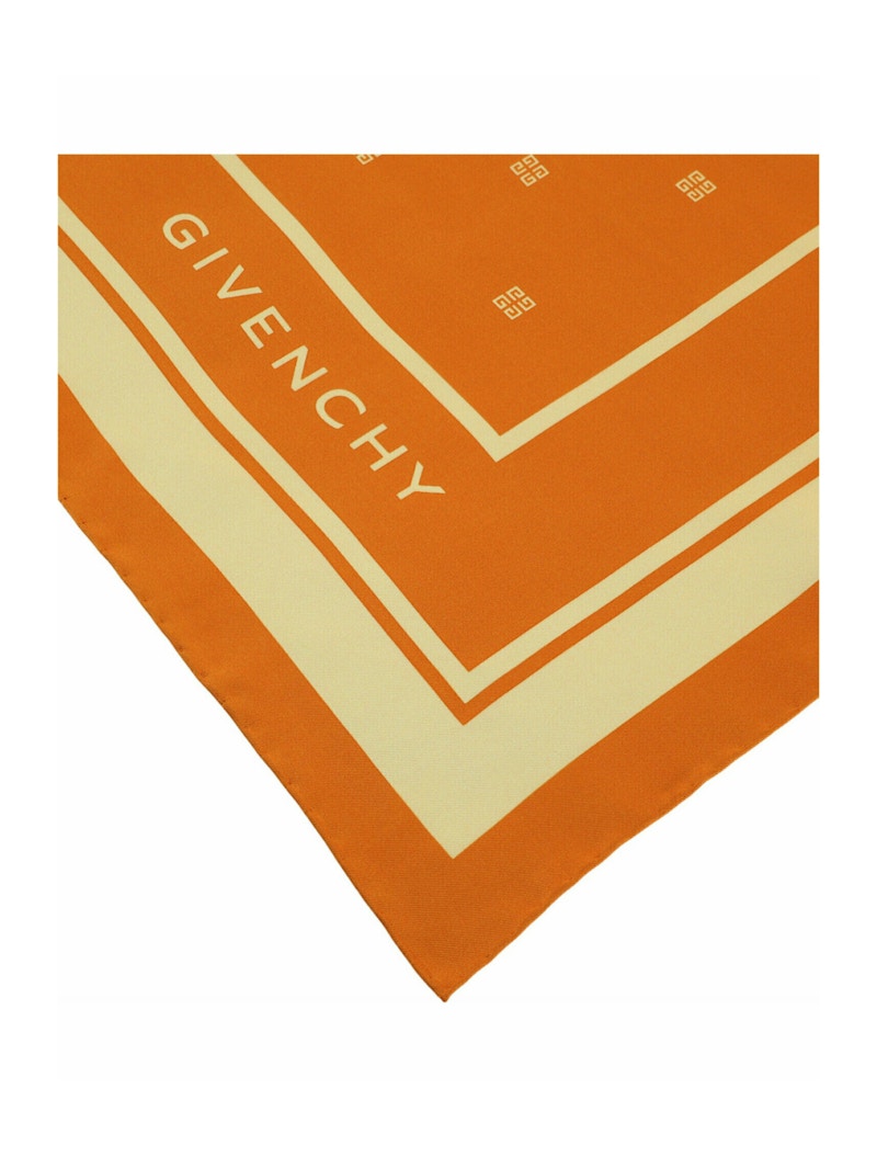 Givenchy Silk Logo Scarf Ivory Orange