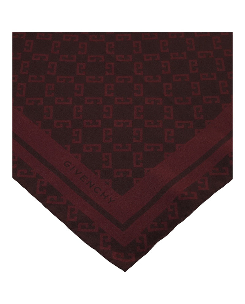 Givenchy Silk Monogram Scarf Burgundy