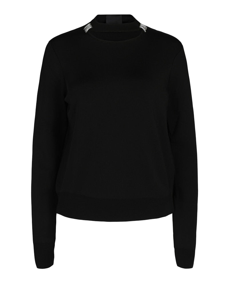 Givenchy Slim Crew Neck Sweater With Crystal Details Black