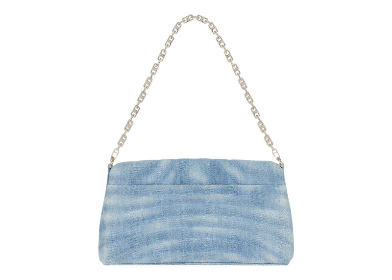 Givenchy Small 4G Soft Bag In Quilted Denim Medium Blue