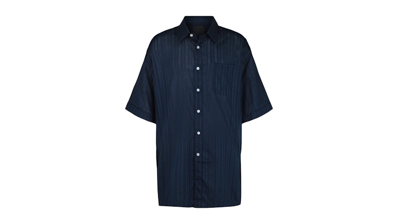 Givenchy Striped Cotton Voile Short-Sleeve Shirt Navy