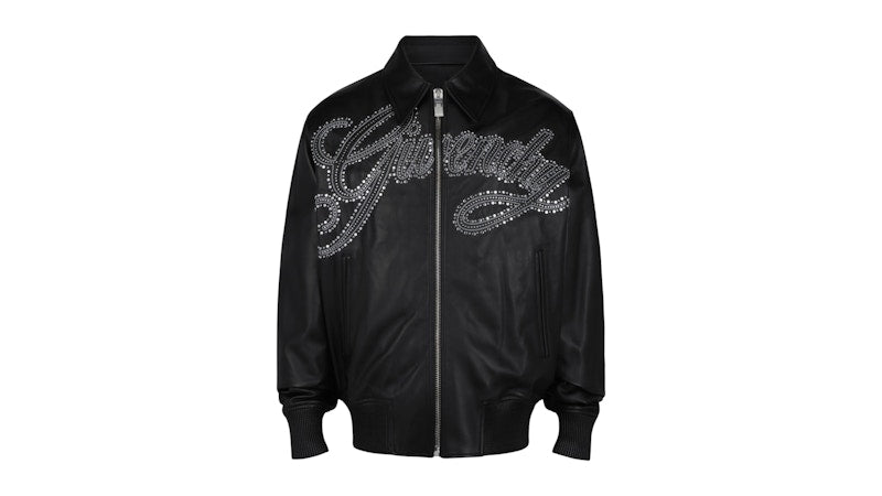 Givenchy Studded Logo Leather Jacket Black
