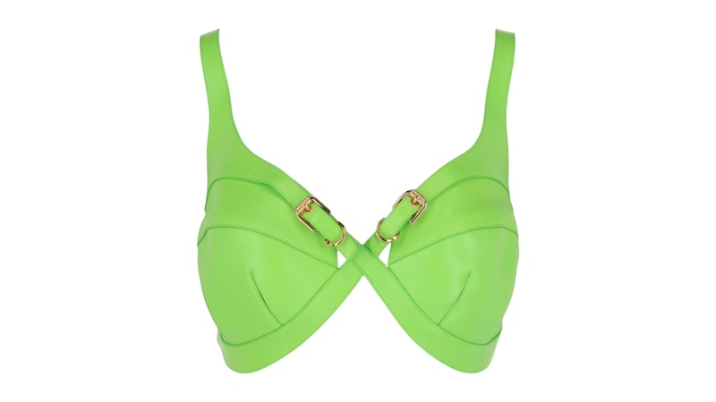 Givenchy Women's Crisscross Leather Top Bright Green