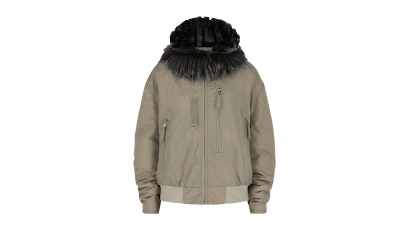 Givenchy Women's Cropped Bomber Jacket With 4G Fur Hood Mastic
