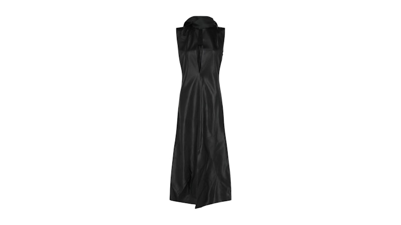 Givenchy Women's Lavalliere Leather Midi Dress Black