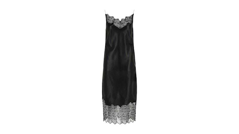 Givenchy Women's Leather Lace-Trim Slip Dress Black
