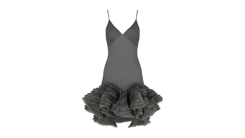 Givenchy Women's Ruffled Silk Mini Dress Grey