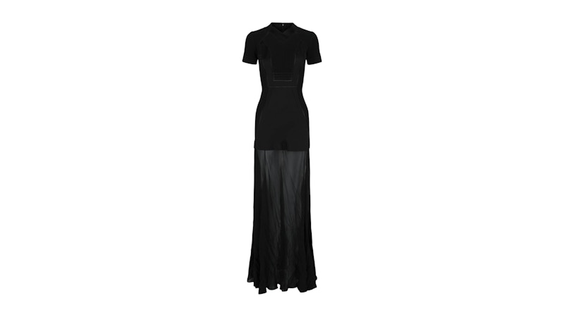 Givenchy Women's Silk & Mesh Pintucked Dress Black