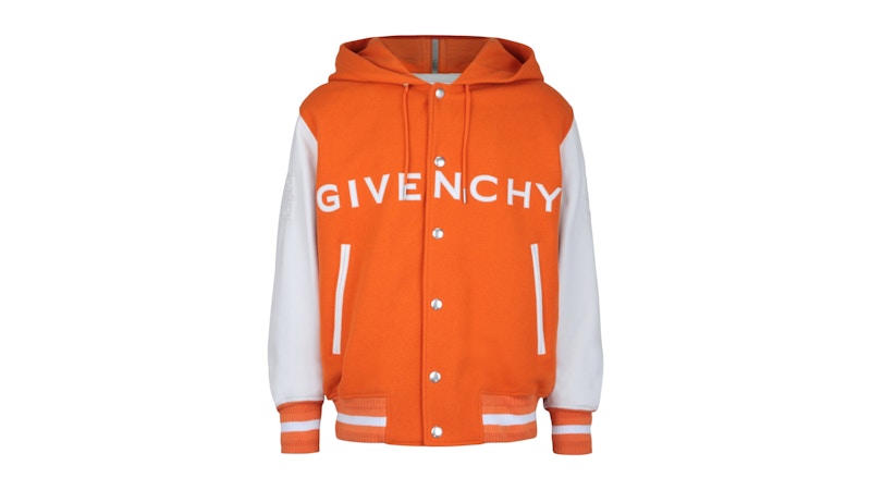 Givenchy Wool And Leather Bomber Jacket Orange