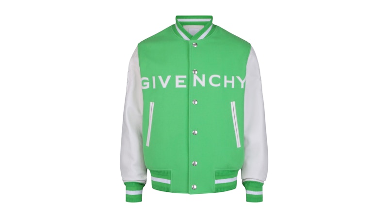 Givenchy Wool And Leather Varsity Jacket Bright Green