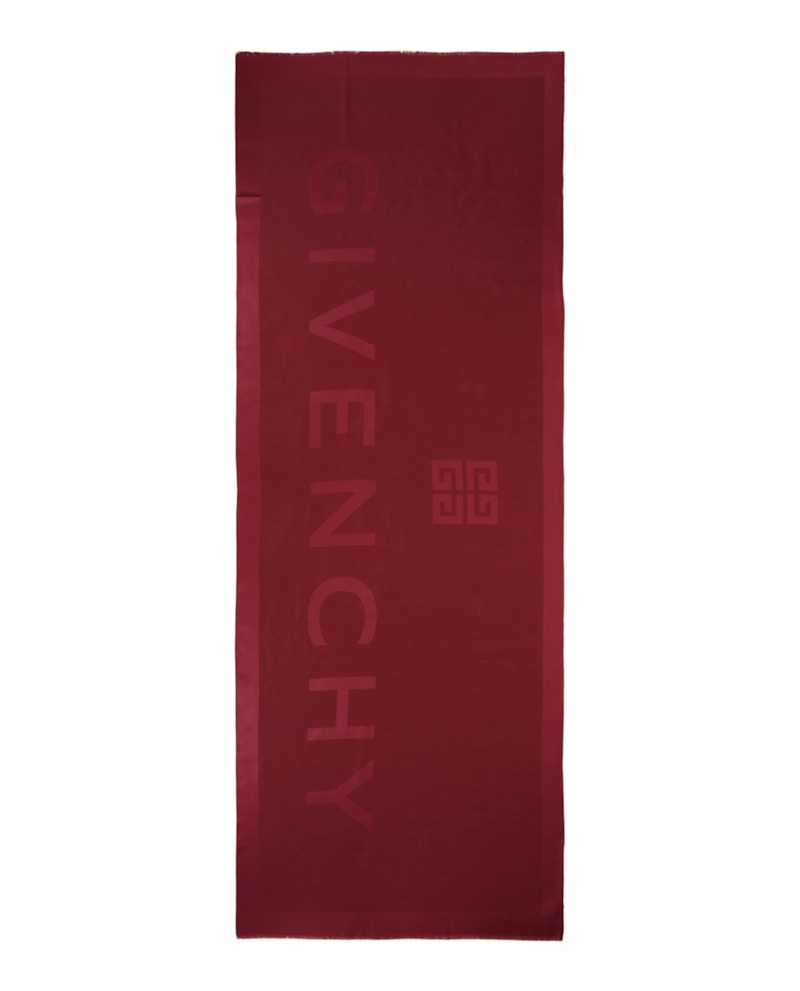 Givenchy Wool Blend Logo Scarf Burgundy