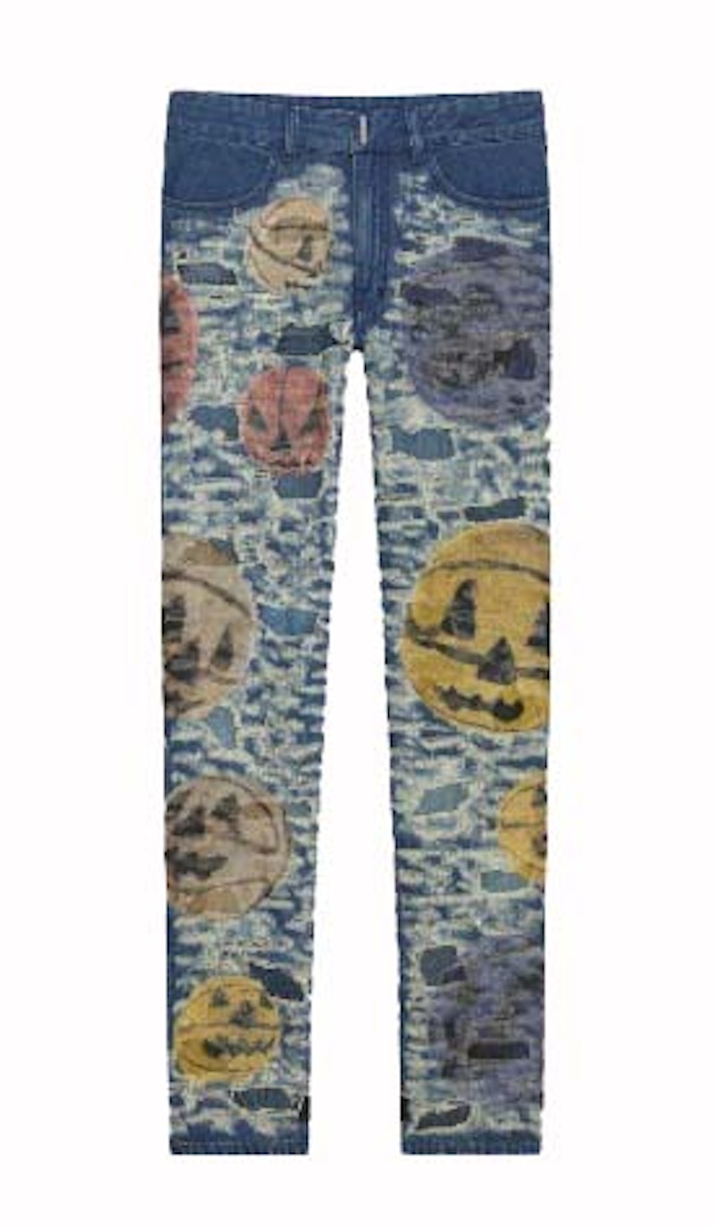 Givenchy x Josh Smith Destroyed Pumpkin Slim Fit Jeans Blue/Multicolor