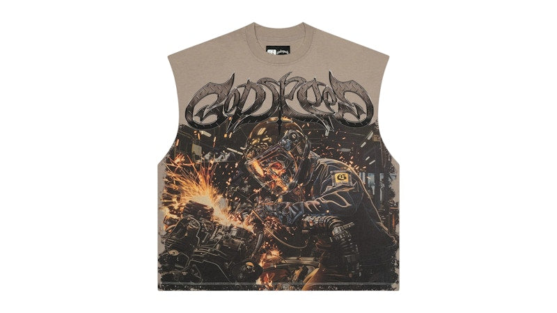Godspeed Steel Sharpens Steel Sleeveless Shirt Slate Grey