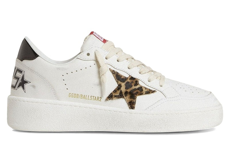 Golden Goose Ball Star White Leopard Pony Star (Women's)