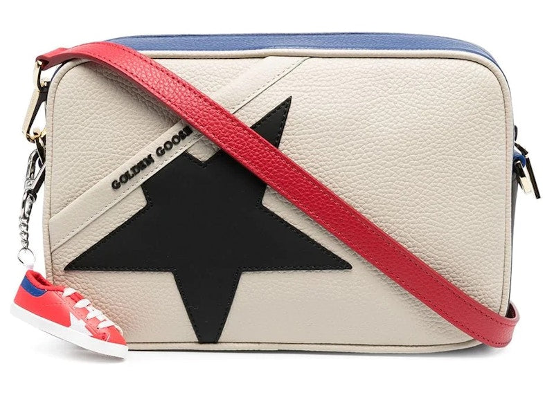 Golden Goose Hammered Leather Body Star Block Shoulder Bag White/Black/Blue