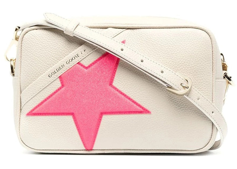 Golden Goose Hammered Leather Body Star Block Shoulder Bag White