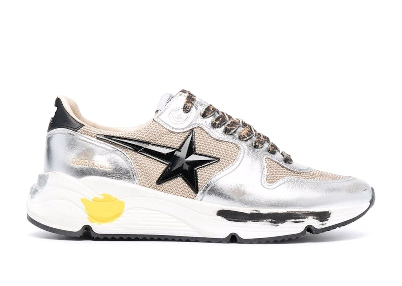 Golden Goose Running Sole Silver Beige Black White