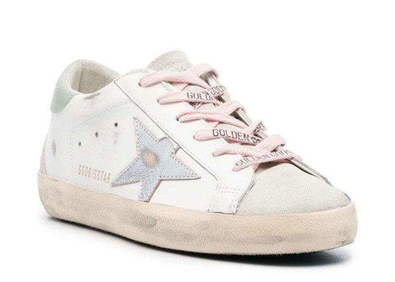 Golden Goose Super-Star Leather Sneakers White Silver Aqua (Women's)