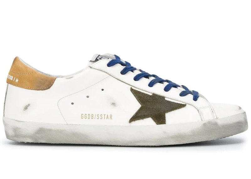 Golden Goose Super-Star White Vacchetta Tan Dill Green Patch