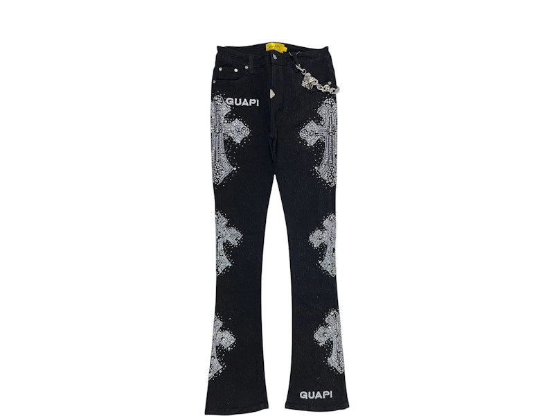 Guapi Distressed Cross Denim Obsidian Black