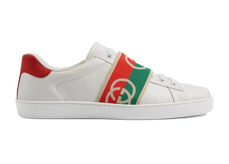 Gucci Ace Elastic Web Interlocking GG White