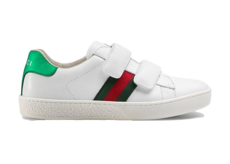 Gucci Ace Leather Strap Sneaker White Red Green (Kids)