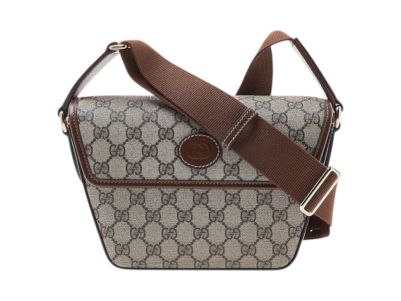 Gucci Allover GG Supreme Canvas Shoulder Bag Beige/Ebony