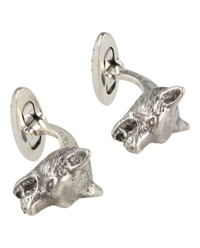 Gucci Anger Forest Wolf Cufflinks Silver