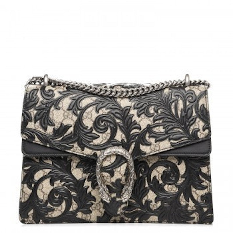 Gucci Dionysus Shoulder Bag GG Supreme Arabesque Medium Black/Beige