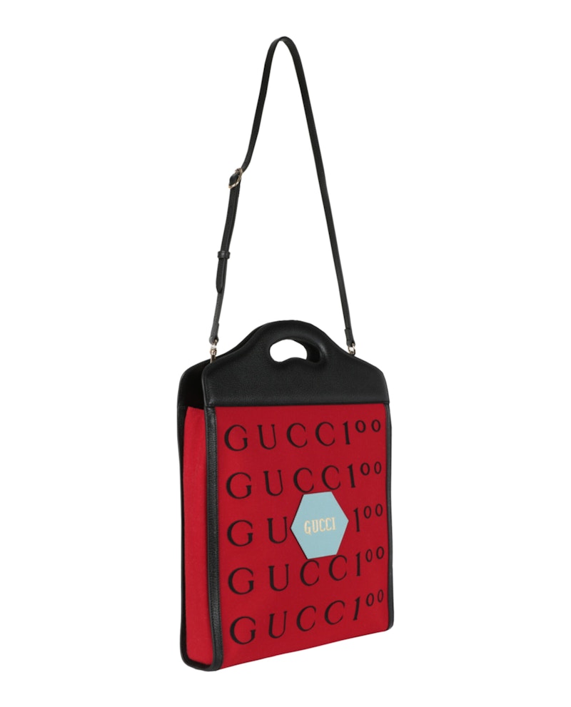 Gucci Aria 100th Anniversary Embroidered Tote Red