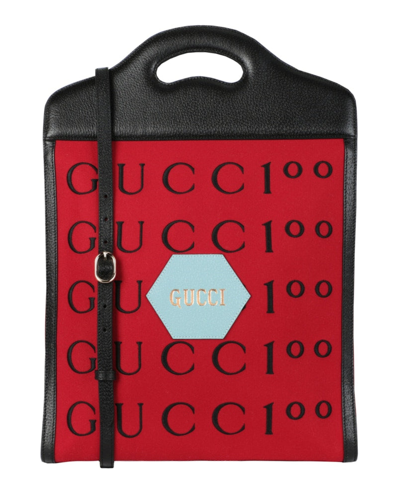 Gucci Aria 100th Anniversary Embroidered Tote Red