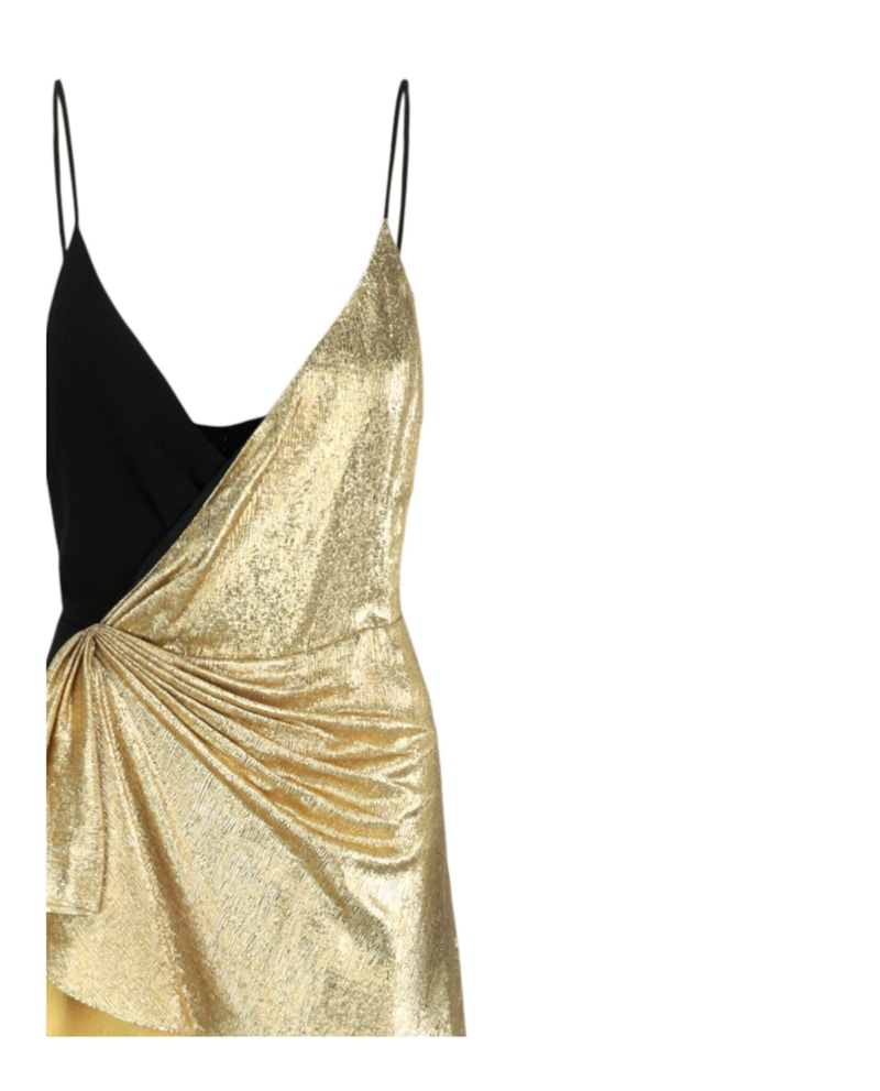 Gucci Asymmetric Silk Dress Black Gold