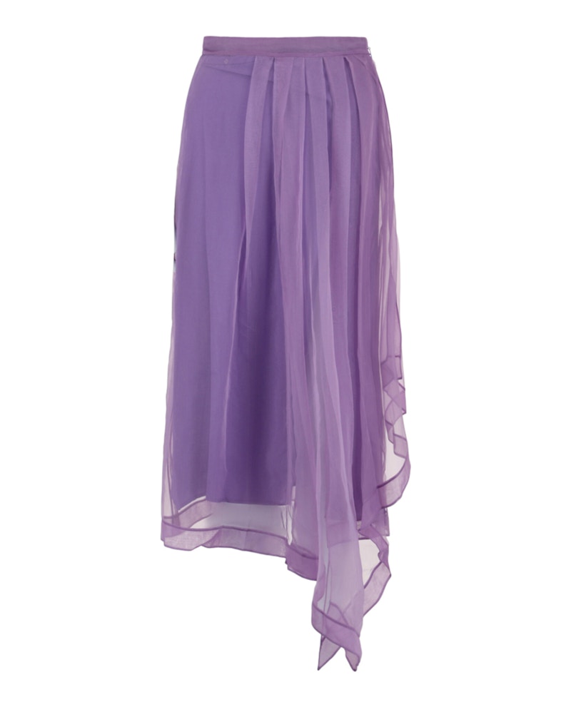 Gucci Asymmetrical Mesh Midi Skirt Light Purple