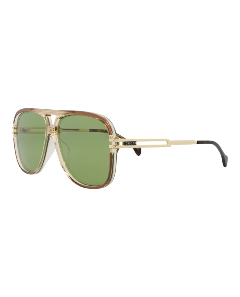 Gucci Aviator-Frame Acetate Sunglasses Brown/Gold/Green (GG1105S-30012813-003)
