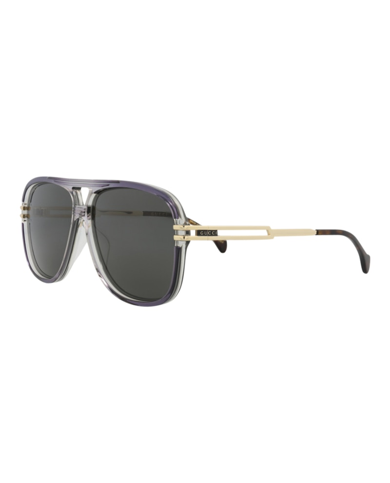 Gucci Aviator-Frame Acetate Sunglasses Grey Gold Grey (GG1105S-30012813-001)