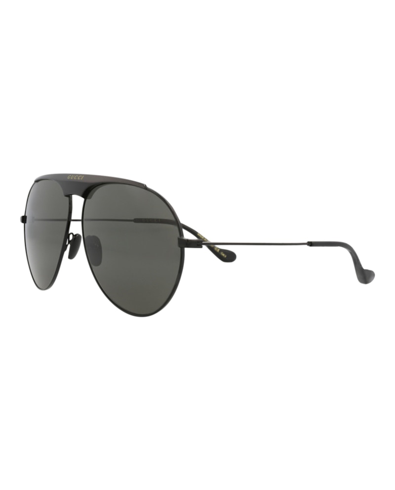 Gucci Aviator-Frame Metal Sunglasses Black Black Grey (GG0908S-30010529-004)